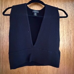 House of Harlow 1960 Black Deep V-Neck Crop Top